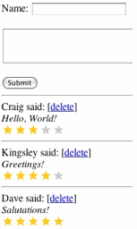 GuestBook with Rating Stars